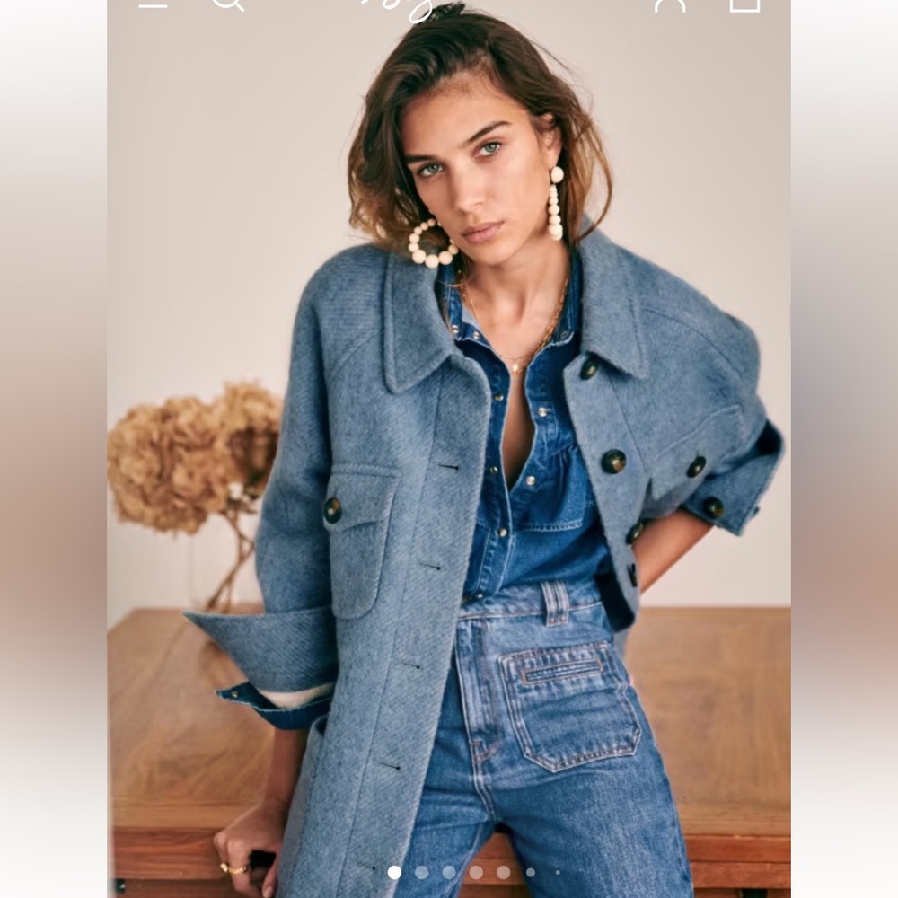 Sezane vintage blue Joe Wool Coat size 36